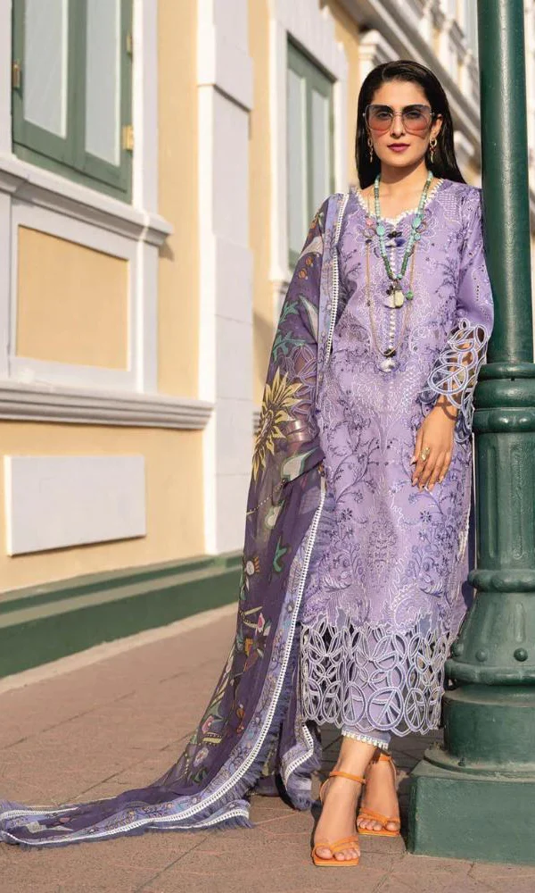 3PC Lawn Heavy Embroidered Suit With Digital Printed Silk Dupatta [RC-7059]