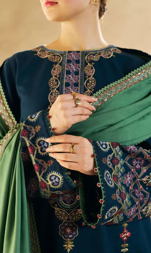 3Pc Embroidered Lawn Suit With Heavy Embroidery Dupatta [RC-7031] - Image 3