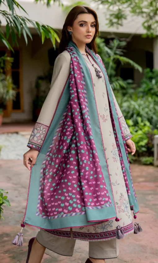 3PC Embroidered Lawn Suit With Silk Dupatta [RC-7033] - Image 3