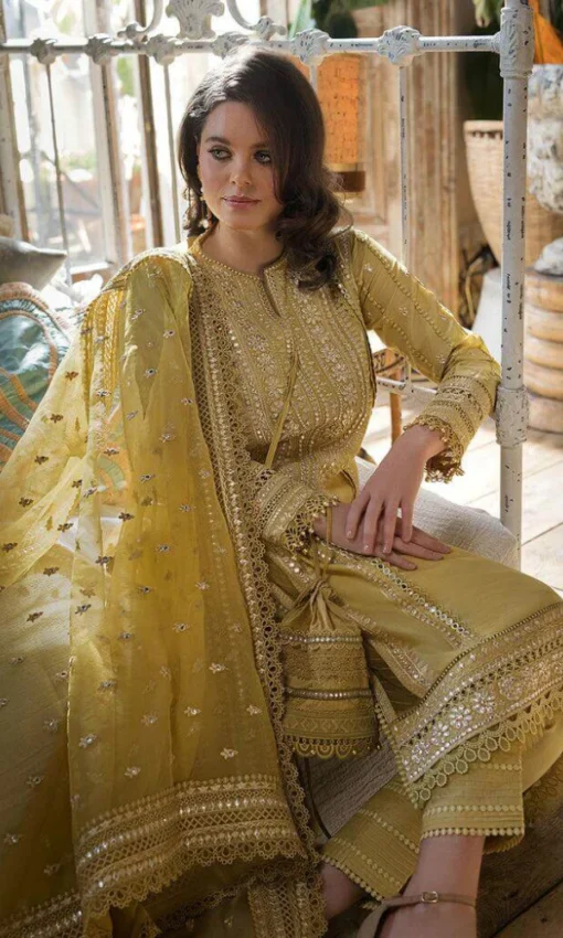 3PC Embroidered Lawn Suit With Fully Embroidered Shirt And Organza Dupatta [RC-7055] - Image 2