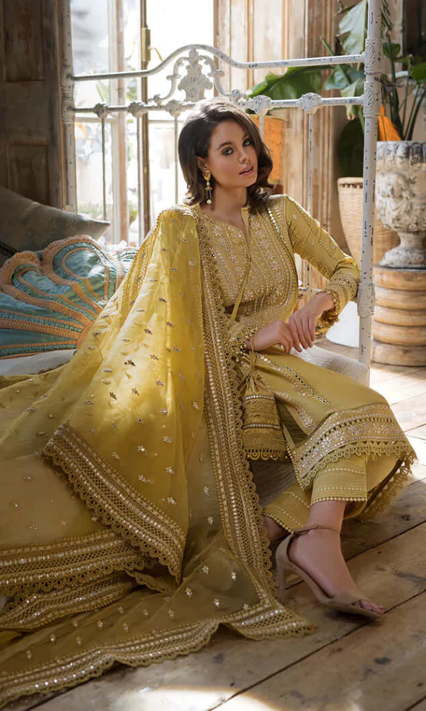 3PC Embroidered Lawn Suit With Fully Embroidered Shirt And Organza Dupatta [RC-7055]