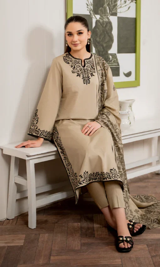 Unstitched Embroidered Lawn 3PC Suit With Digital Printed Silk Dupatta [RC-7023] - Image 4