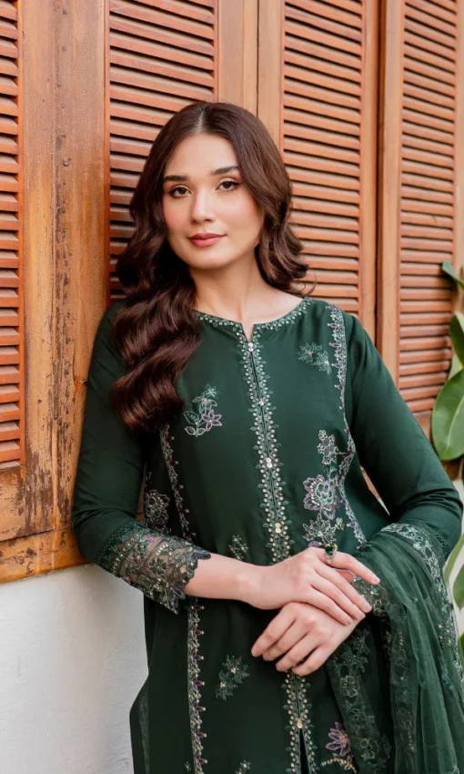 3PC Heavy Embroidered Luxury Lawn Suit With Classic Dupatta [RC-7026] - Image 3