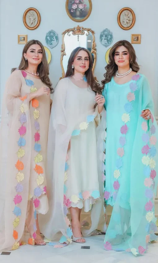 3PC Lawn Suit With Embroidered Organza Dupatta [RC-7051] - Image 2