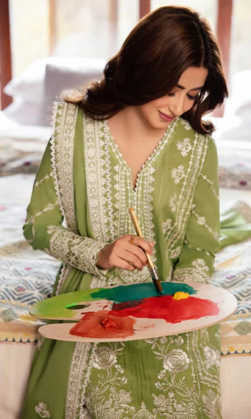 3PC Embroidered Lawn Suit With Fully Embroidery Dupatta [RC-7056] - Image 2