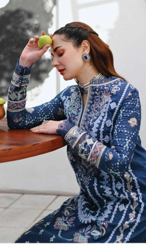Embroidered Sequence Chikankari Lawn Suit 3 Piece [RC-7004] - Image 3