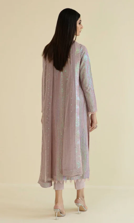3PC Embroidered Organza Sequence Suit [FR-4141] - Image 3