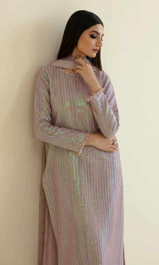 3PC Embroidered Organza Sequence Suit [FR-4141] - Image 4