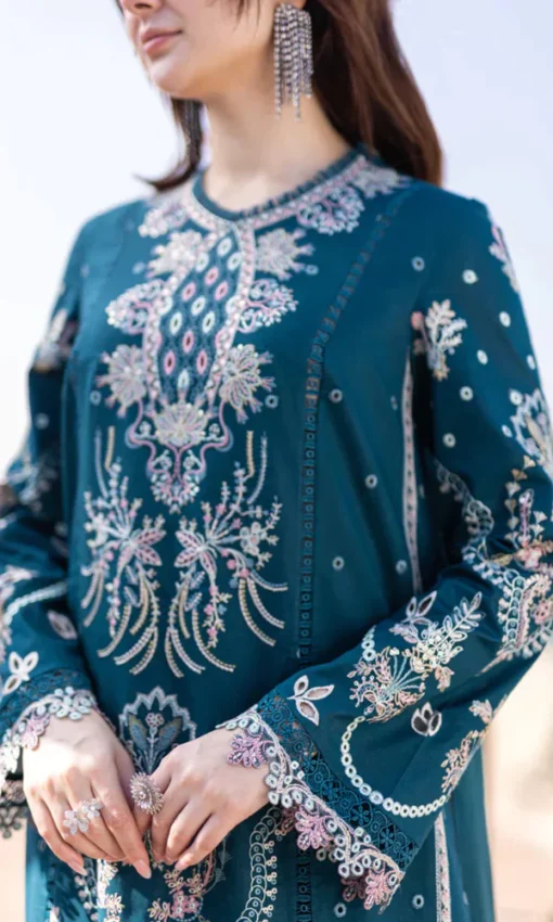 Luxury Embroidered Sequence Chikankari Lawn Suit – 3Pc Unstitched [RC-7005] - Image 4