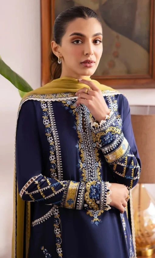 Navy Blue Embroidered 3PC Lawn Suit [RC-7043] - Image 2