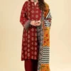 Unstitched Suit With Monar Printed Dupatta