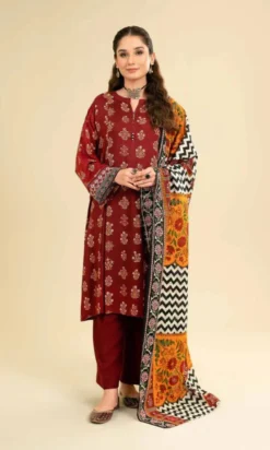 Unstitched Suit With Monar Printed Dupatta
