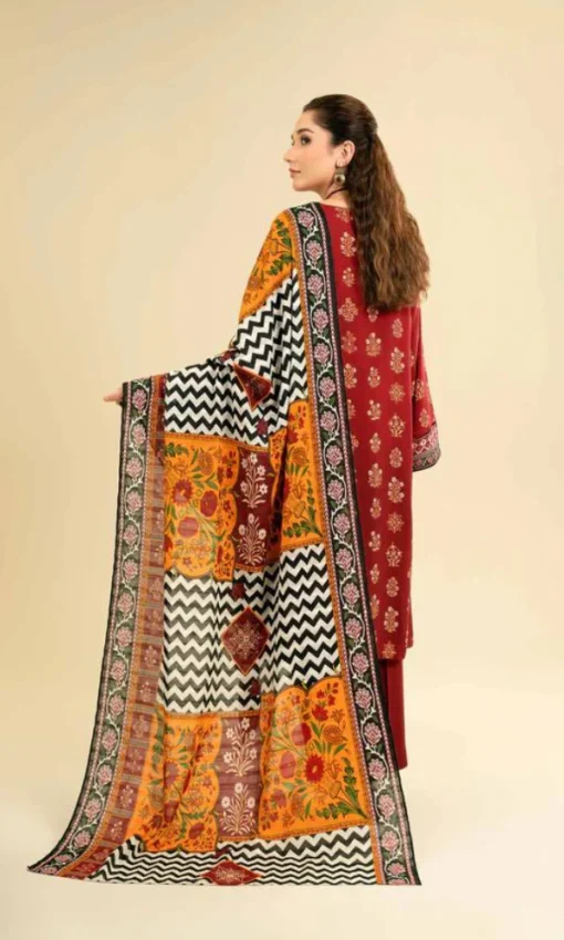 Unstitched Embroidered 3PC Lawn Suit With Monar Digital Printed Dupatta [RC-7044] - Image 3
