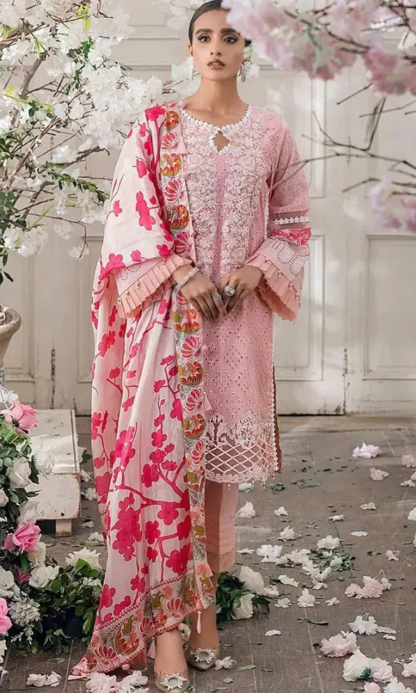 Unstitched 3PC Lawn Chikankari Suit