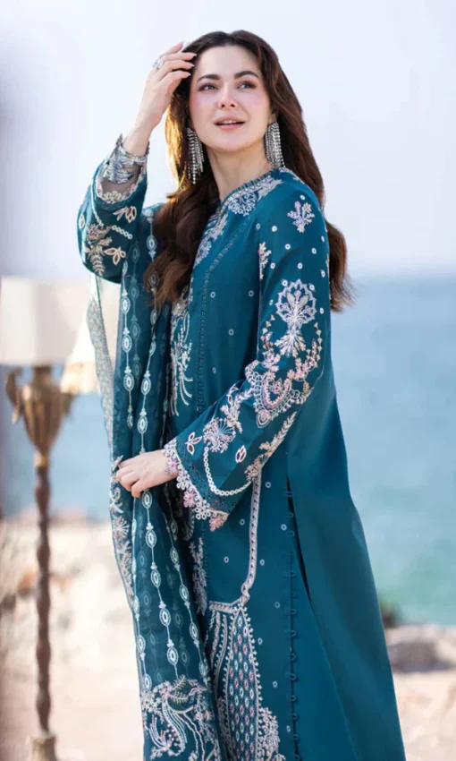 Luxury Embroidered Sequence Chikankari Lawn Suit – 3Pc Unstitched [RC-7005] - Image 3