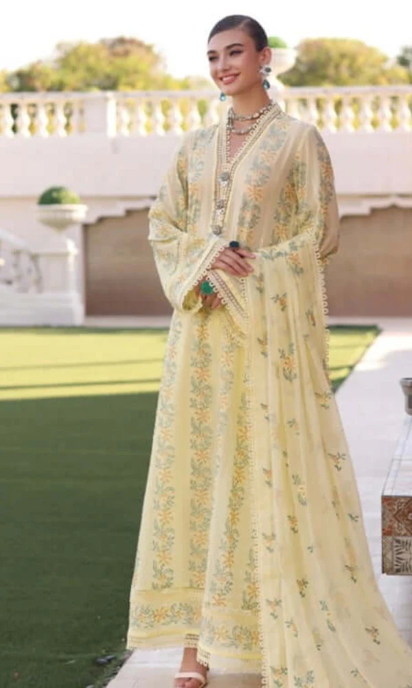 Yellow Embroidered Lawn Suit