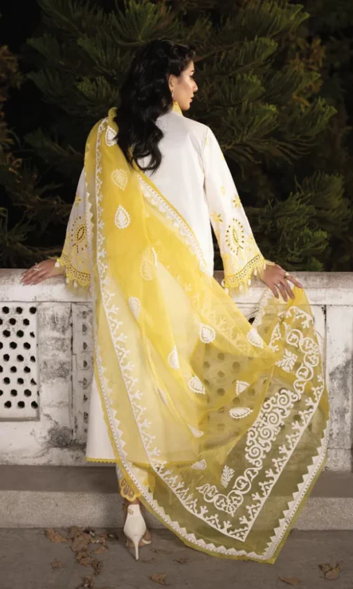 Lawn Unstitched Embroidered 3PC Suit With Organza Dupatta [RC-7040] - Image 3