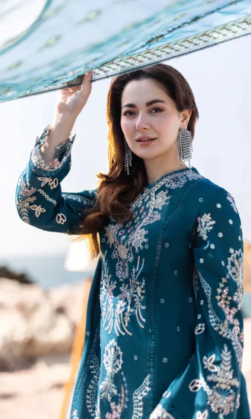 Luxury Embroidered Sequence Chikankari Lawn Suit – 3Pc Unstitched [RC-7005] - Image 2