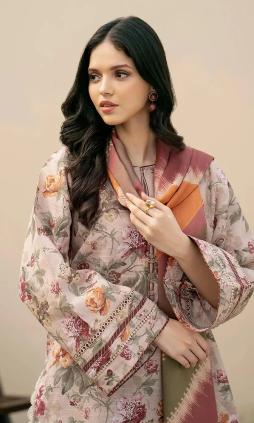 Unstitched 3 Piece Digital Printed Lawn Suit [RC-7046] - Image 3