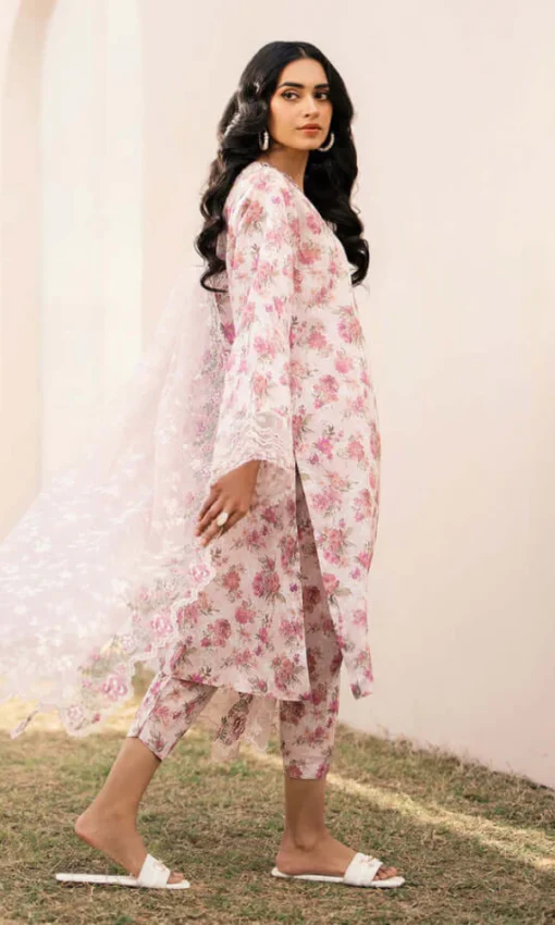 3PC Heavy Embroidered Lawn Suit With Organza Dupatta [RC-7041] - Image 3