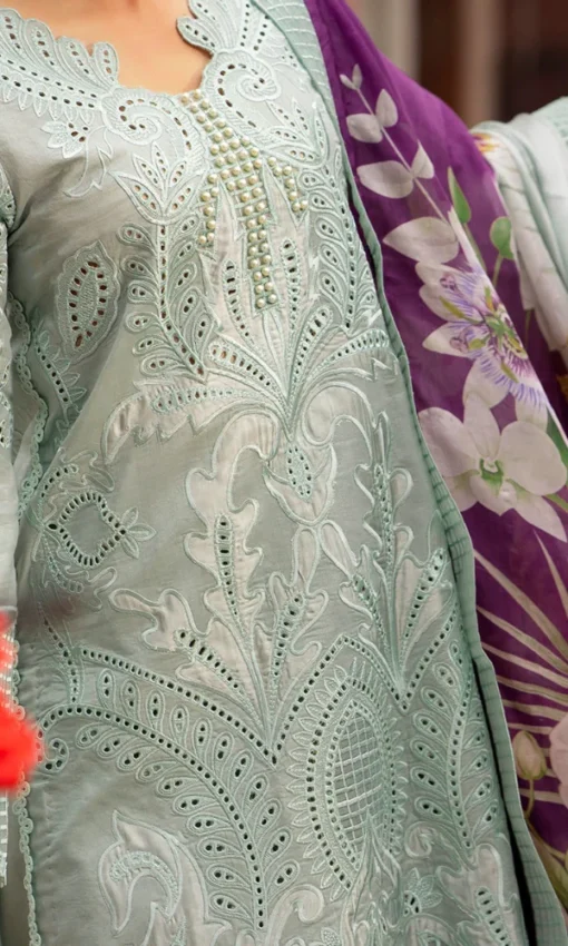 Luxury 3PC Lawn Chikankari Suit Fully Embroidered [RC-7010] - Image 2