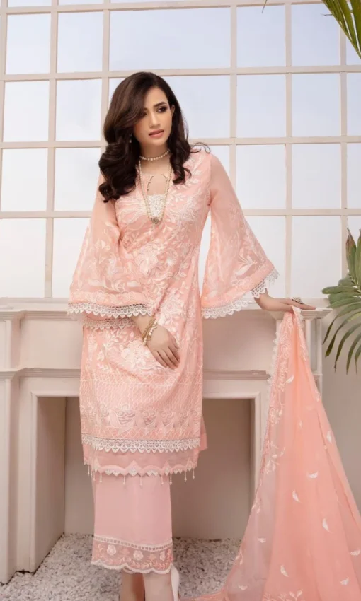 Azure 3PC Lawn Suit Embroidered Unstitched [RC-7011] - Image 2