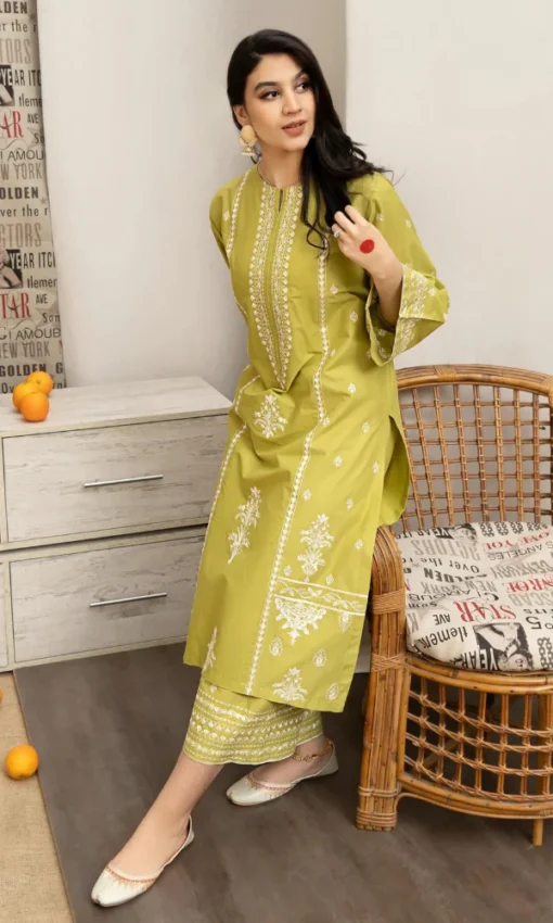 Fully Embroidered 3PC Lawn Suit With Monar Dupatta [RC- 7013] - Image 4