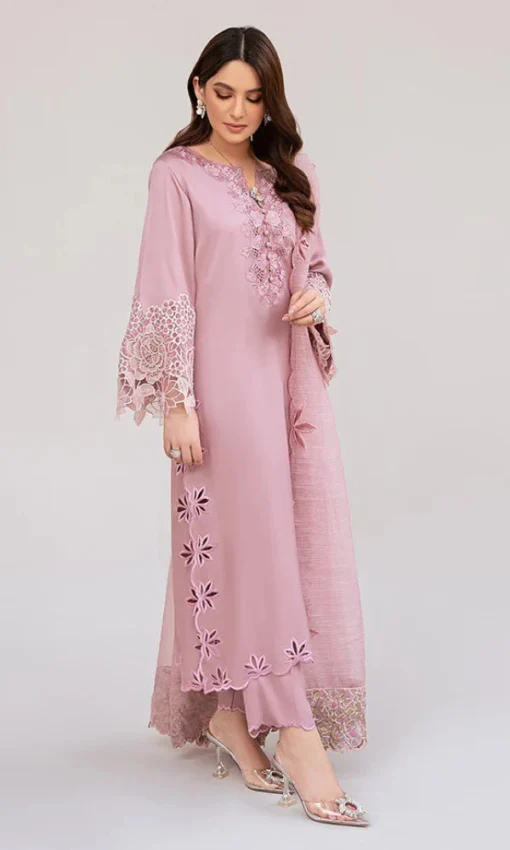 Premium 3PC Lawn Embroidered Suit with Graceful Organza Dupatta [RC-7002] - Image 3