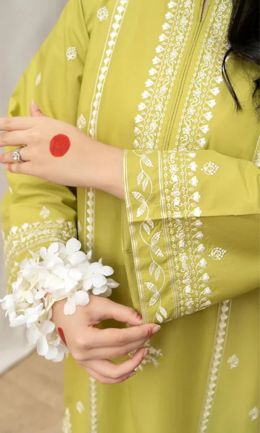 Fully Embroidered 3PC Lawn Suit With Monar Dupatta [RC- 7013] - Image 2