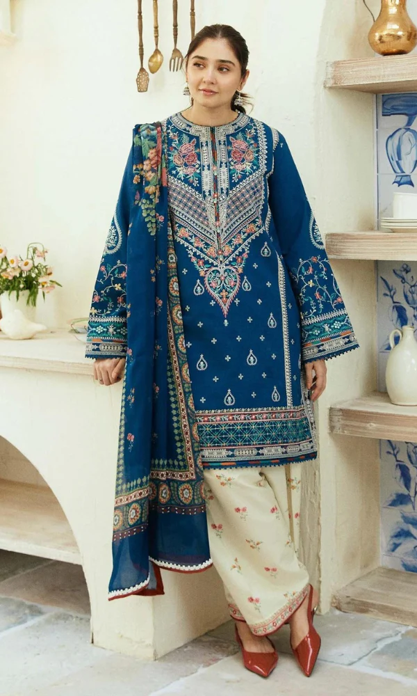 3PC Unstitched Fully Embroidered Lawn Suit [RC-7014]