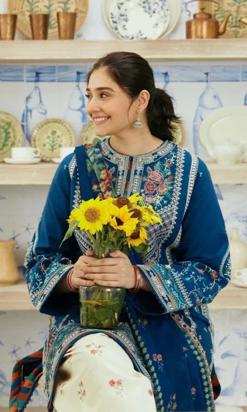 3PC Unstitched Fully Embroidered Lawn Suit [RC-7014] - Image 3