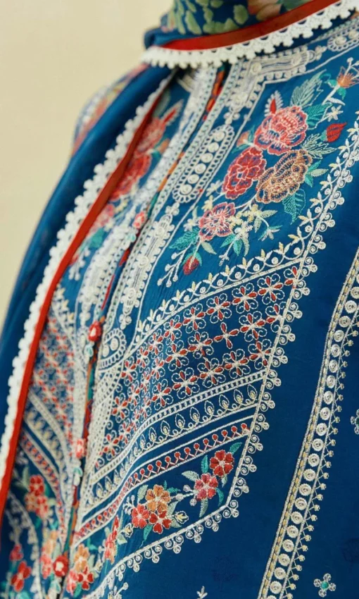 3PC Unstitched Fully Embroidered Lawn Suit [RC-7014] - Image 2