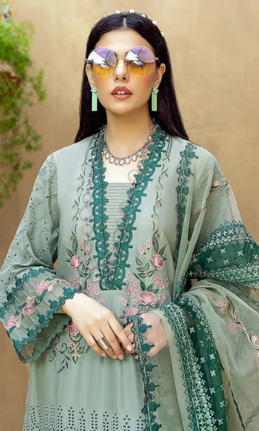 Lawn Embroidered Sequin Work 3pc Suit With Organza Dupatta [RC-7015] - Image 2