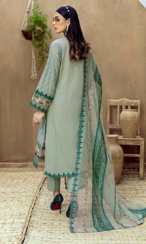 Lawn Embroidered Sequin Work 3pc Suit With Organza Dupatta [RC-7015] - Image 3