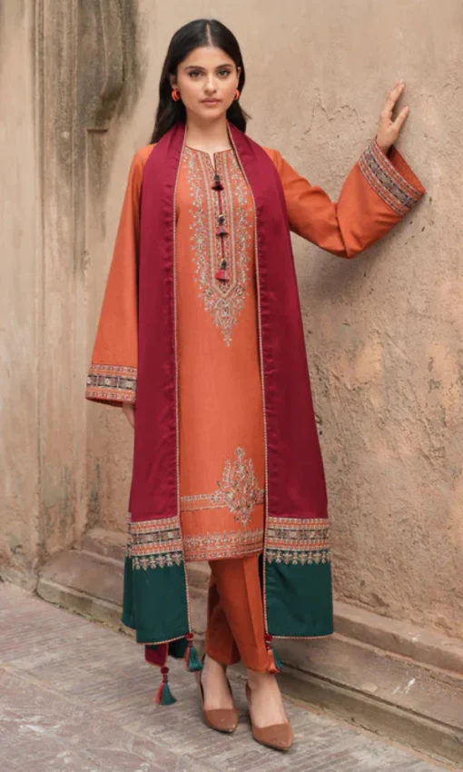 Embroidered Lawn 3PC Suit With Silk Dupatta [RC-7016] - Image 5