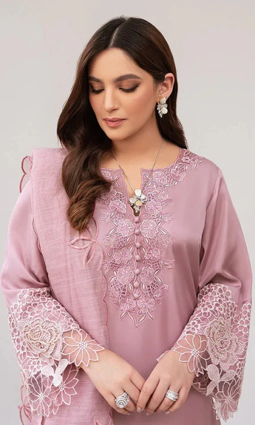 Premium 3PC Lawn Embroidered Suit with Graceful Organza Dupatta [RC-7002] - Image 2