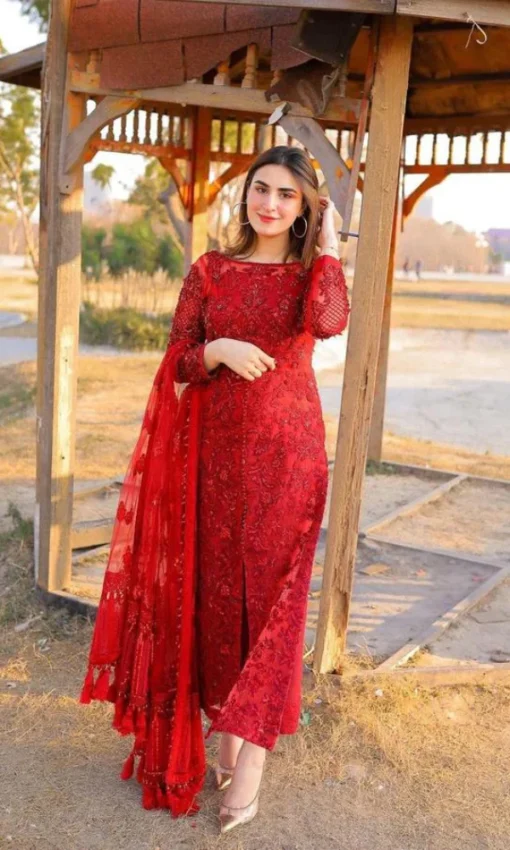 3PC Suit Organza Heavy Embroidered Shirt With Embroidered Organza Dupatta [RC-7019] - Image 3