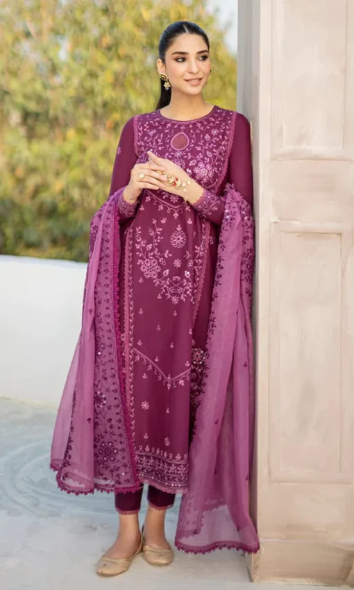 3PC Embroidered Lawn Suit With Organza Dupatta [RC-7020] - Image 3