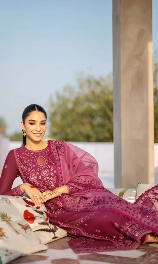 3PC Embroidered Lawn Suit With Organza Dupatta [RC-7020] - Image 2