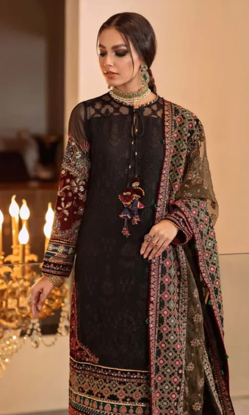 Heavy Embroidered 3PC Lawn Unstitched Suit with Stylish Organza Dupatta [RC-7022] - Image 2
