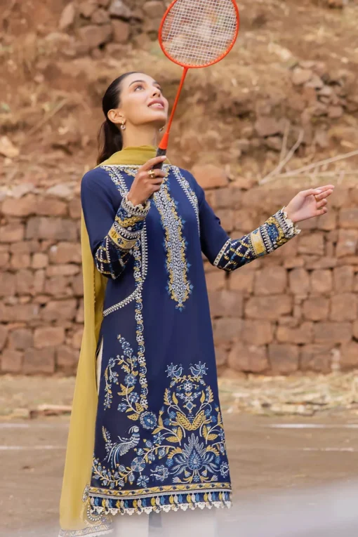 Navy Blue Embroidered 3PC Lawn Suit [RC-7043] - Image 4