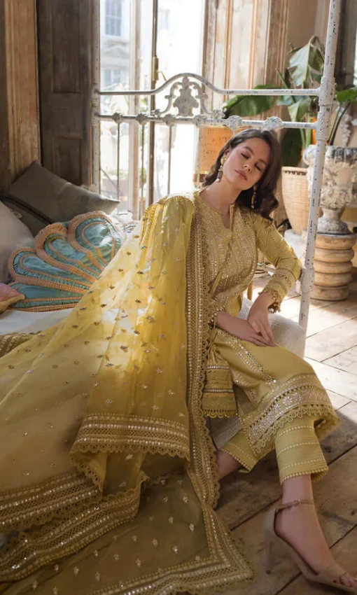 3PC Embroidered Lawn Suit With Fully Embroidered Shirt And Organza Dupatta [RC-7055] - Image 3