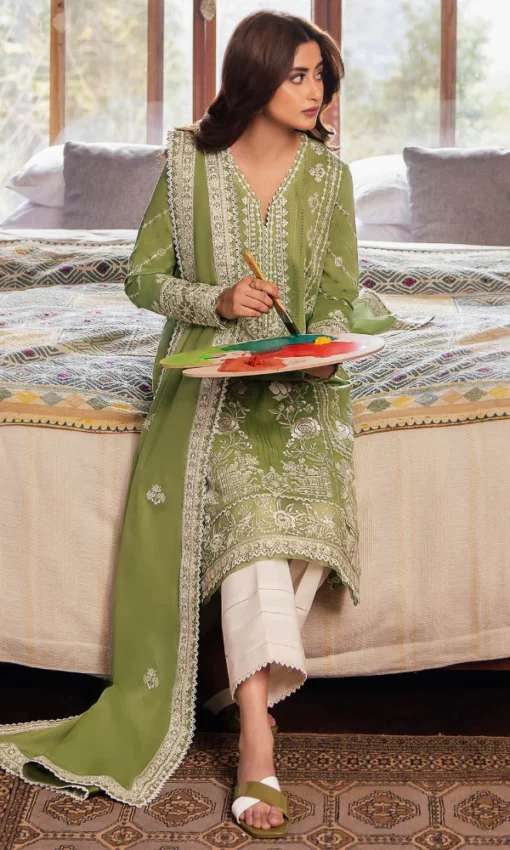 3PC Embroidered Lawn Suit With Fully Embroidery Dupatta [RC-7056] - Image 4