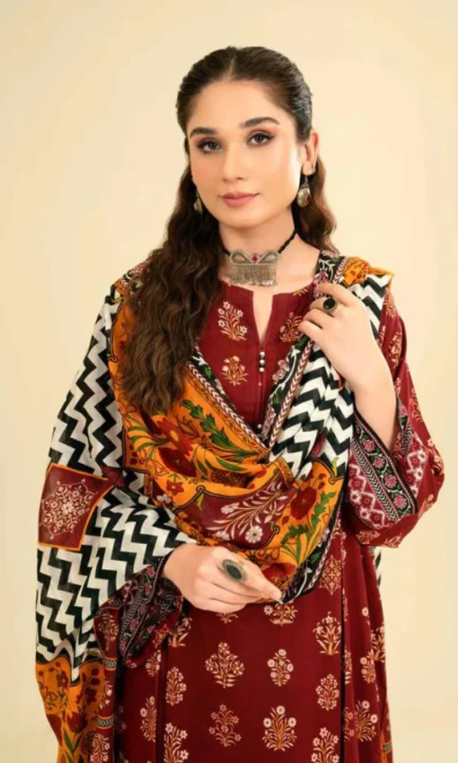 Unstitched Embroidered 3PC Lawn Suit With Monar Digital Printed Dupatta [RC-7044] - Image 4