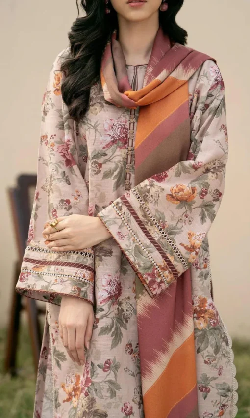 Unstitched 3 Piece Digital Printed Lawn Suit [RC-7046] - Image 4