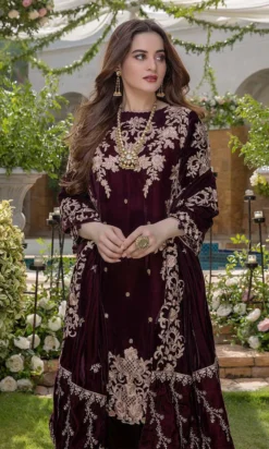 Maroon velvet dress