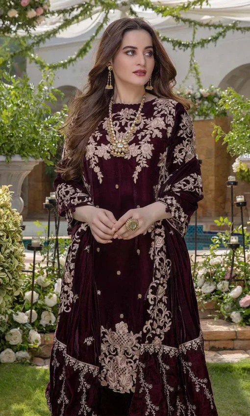 Maroon velvet dress