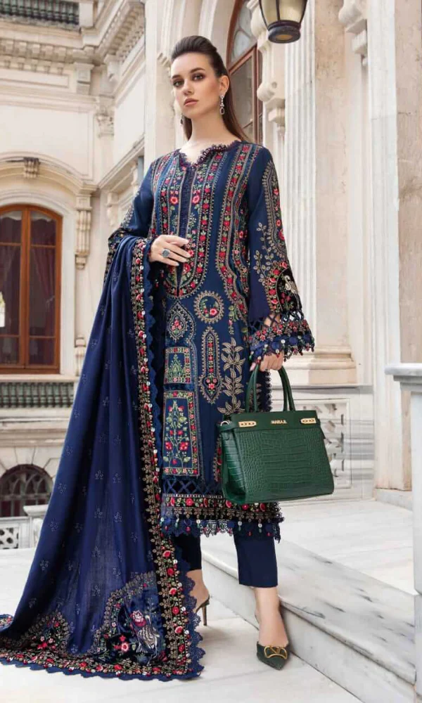 Embroidered Dhanak Suit