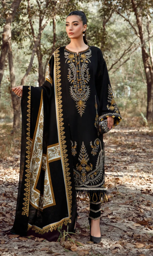 Embroidered Dhanak Suit