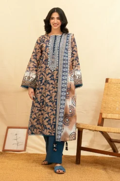 Gul Ahmed – 3 Piece Printed Lawn Suit with Embroidered Neckline [GM-3004]